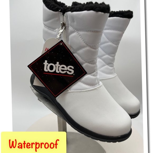 Totes Womens Boots Winter Snow Waterproof Babbie Microfiber Quilted - Picture 1 of 11